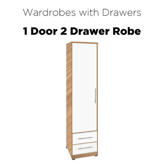 Nova Wardrobe with 1 Door & 2 Drawers