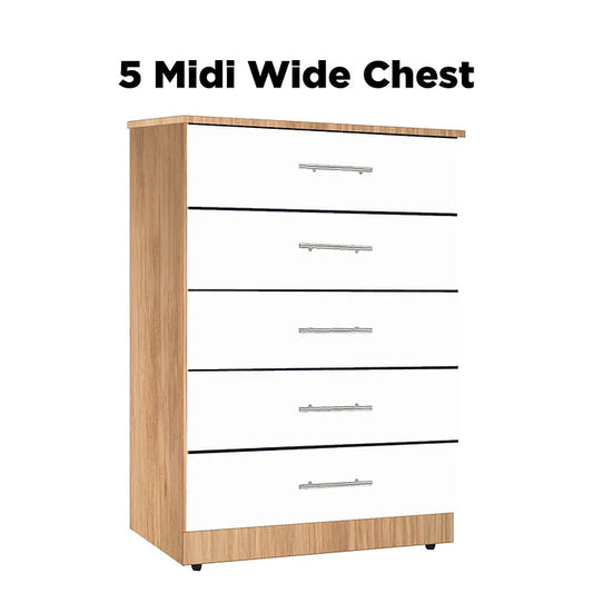 Nova Midi Wide Chest of 5 Drawers