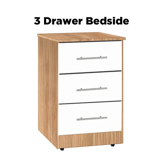 Nova Bedside Table with 3 Drawers