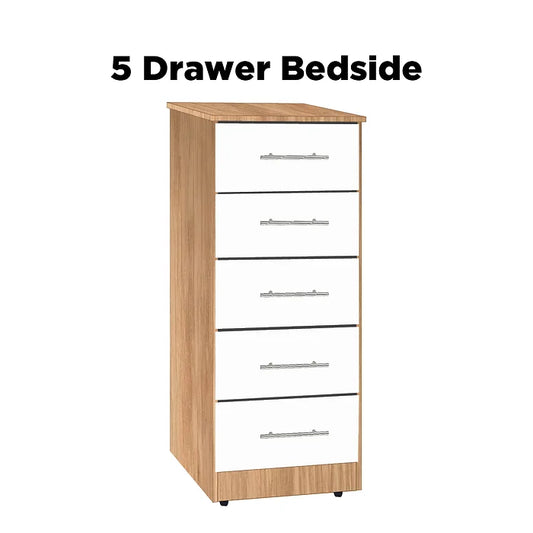 Nova Bedside Table with 5 Drawers