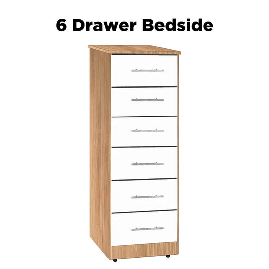 Nova Bedside Table with 6 Drawers