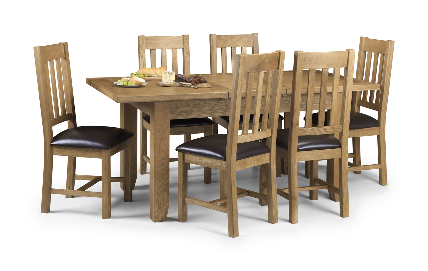 Waxed Oak Finish Extendable Dining Table