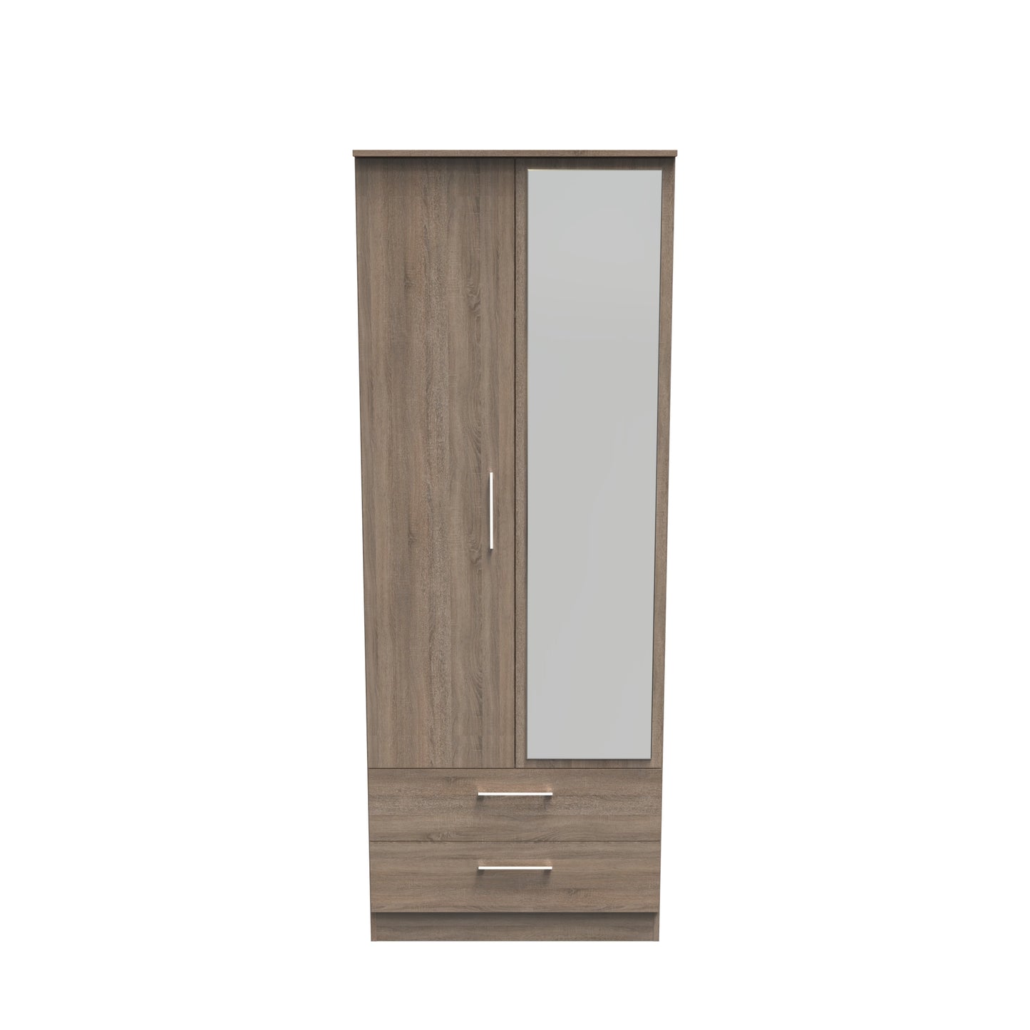 Devon Darkolino 2ft6 Wardrobe with 2 Drawers & Mirror