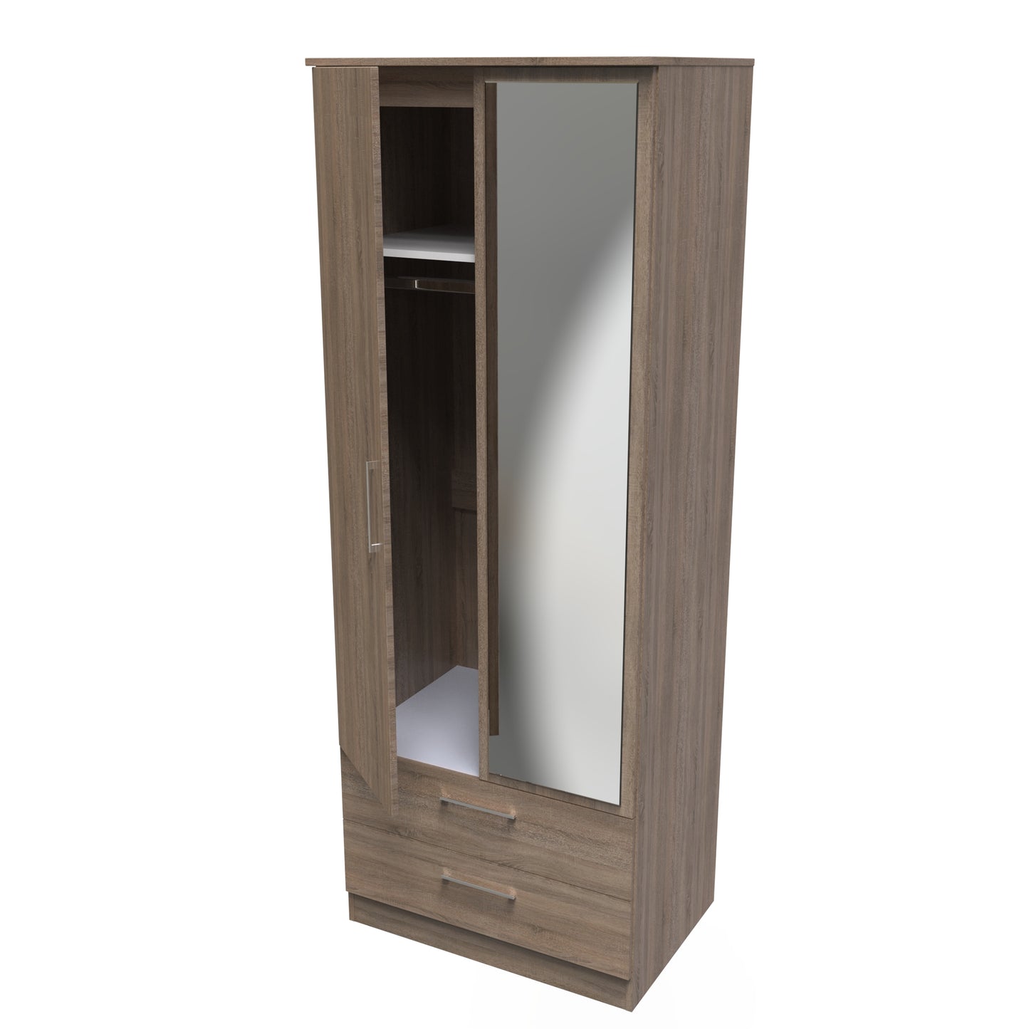 Devon Darkolino 2ft6 Wardrobe with 2 Drawers & Mirror