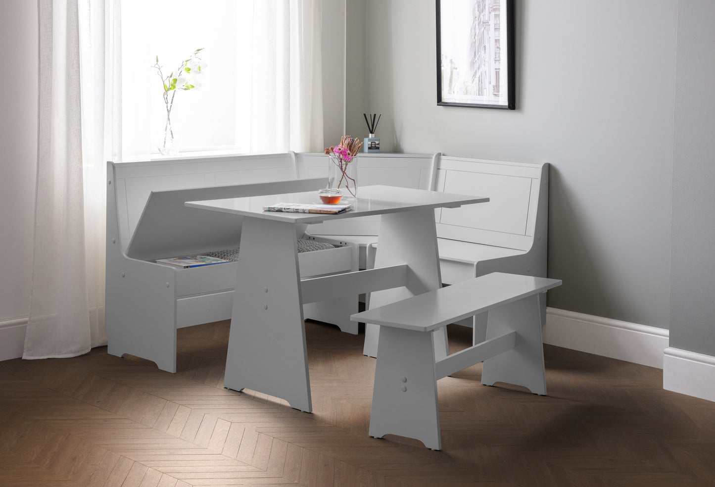 Classic Corner Dining Set in Dove Grey