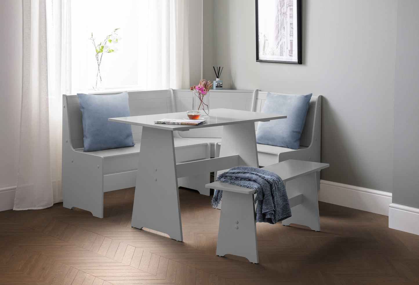 Classic Corner Dining Set in Dove Grey