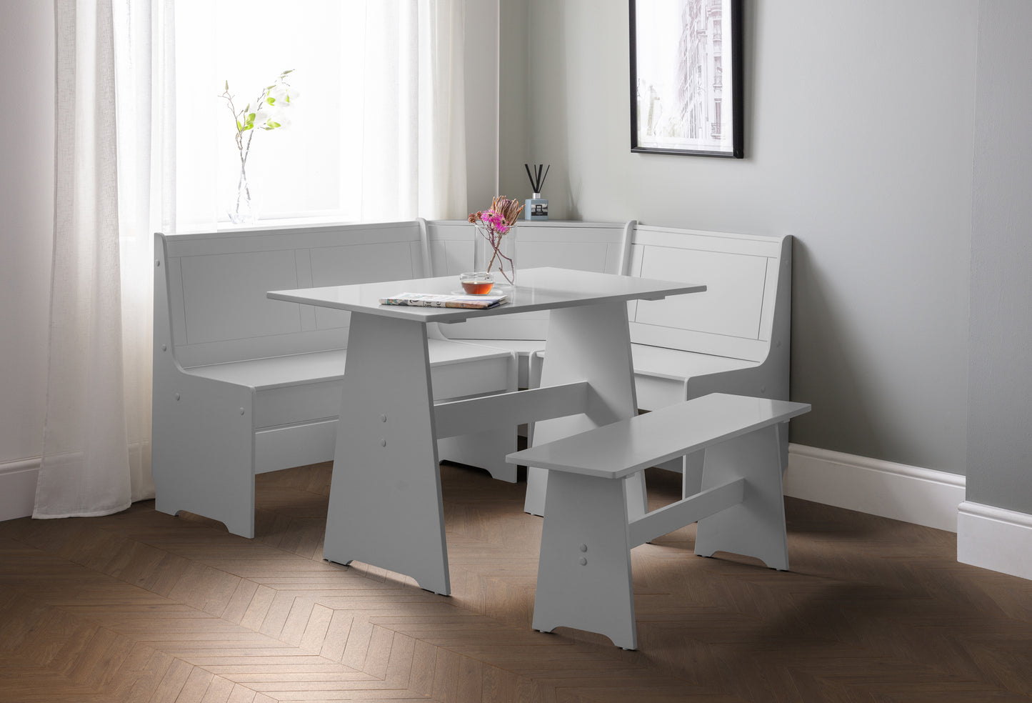 Classic Corner Dining Set in Dove Grey