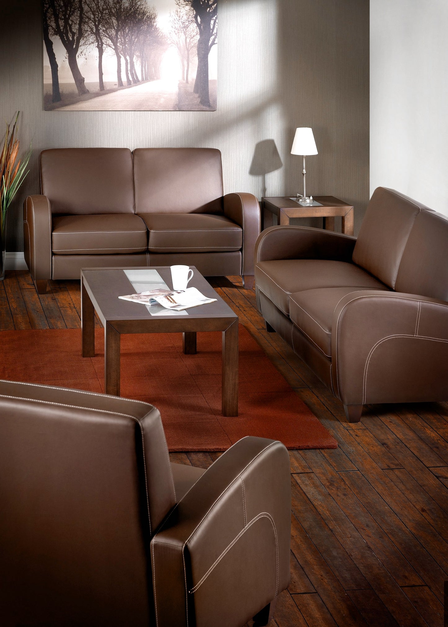 Chestnut Faux Leather Sofabed
